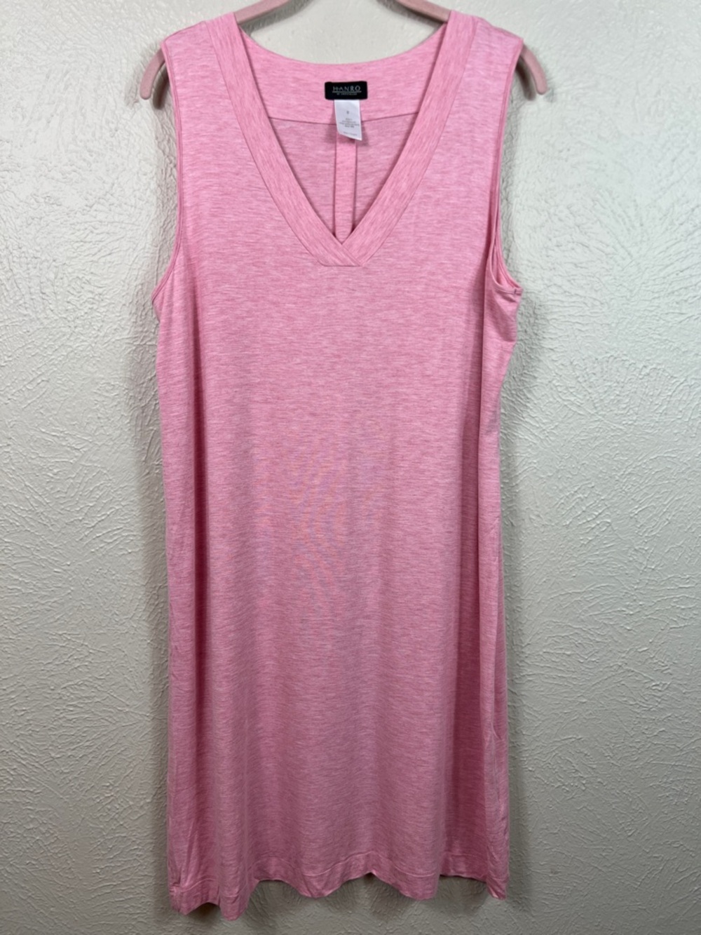 Hanro of Switzerland Champagne Tank  Pink V-Neck Sleeveless Nightgown Medium